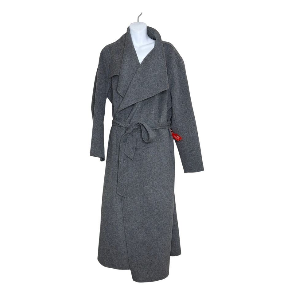Mackage Mai Double Face Wool Wrap Coat Grey Long Belted Waterfall Jacket 2XL NWT